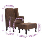 Sillón Chesterfield y reposapiés cuero ante artificial marrón