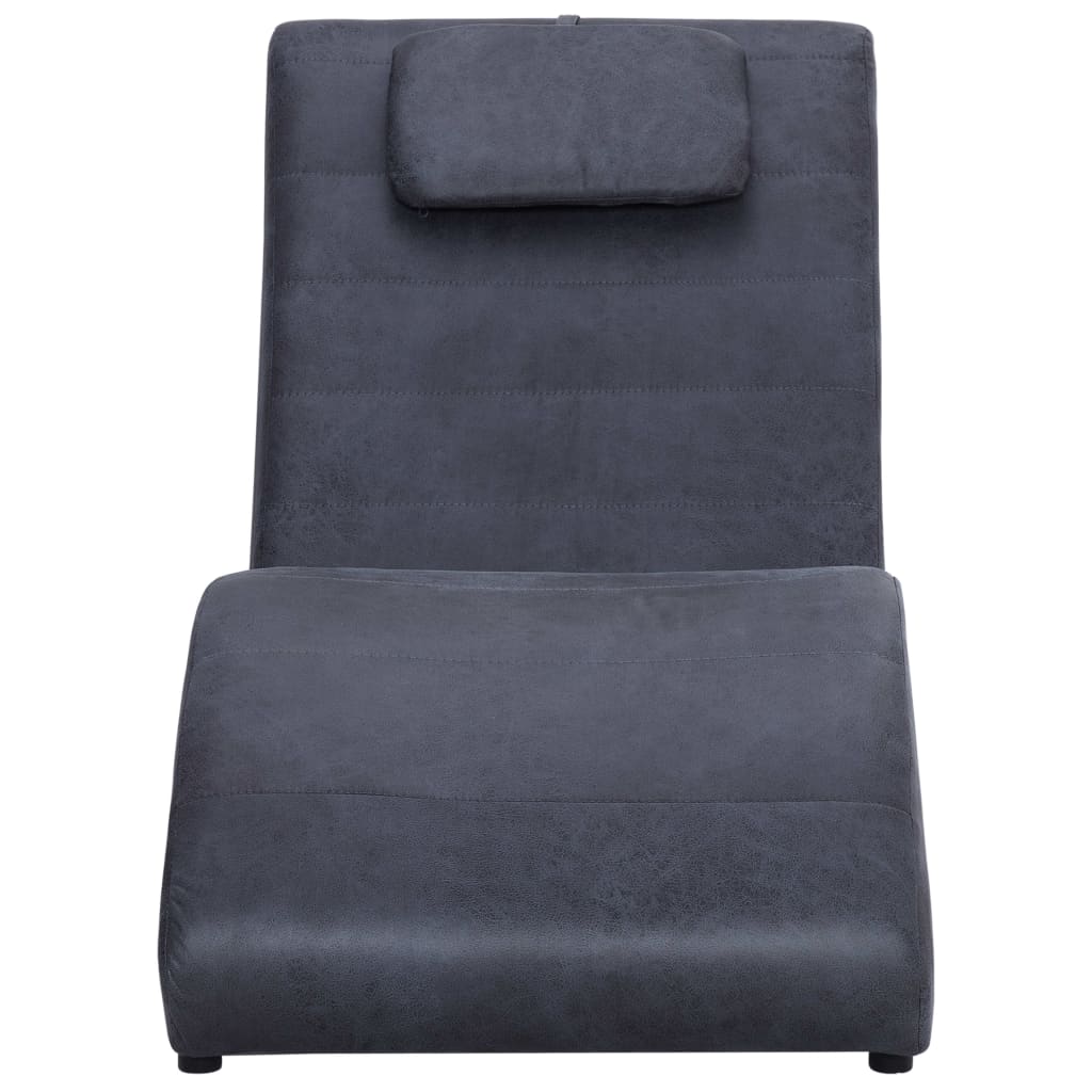 Diván con almohada de piel de ante artificial gris