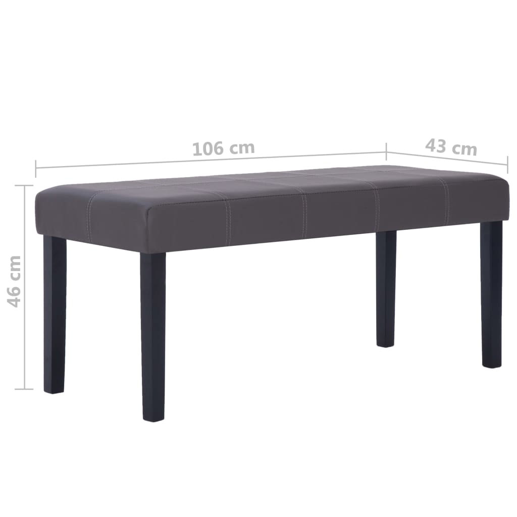 Banco de cuero sintético 106 cm gris