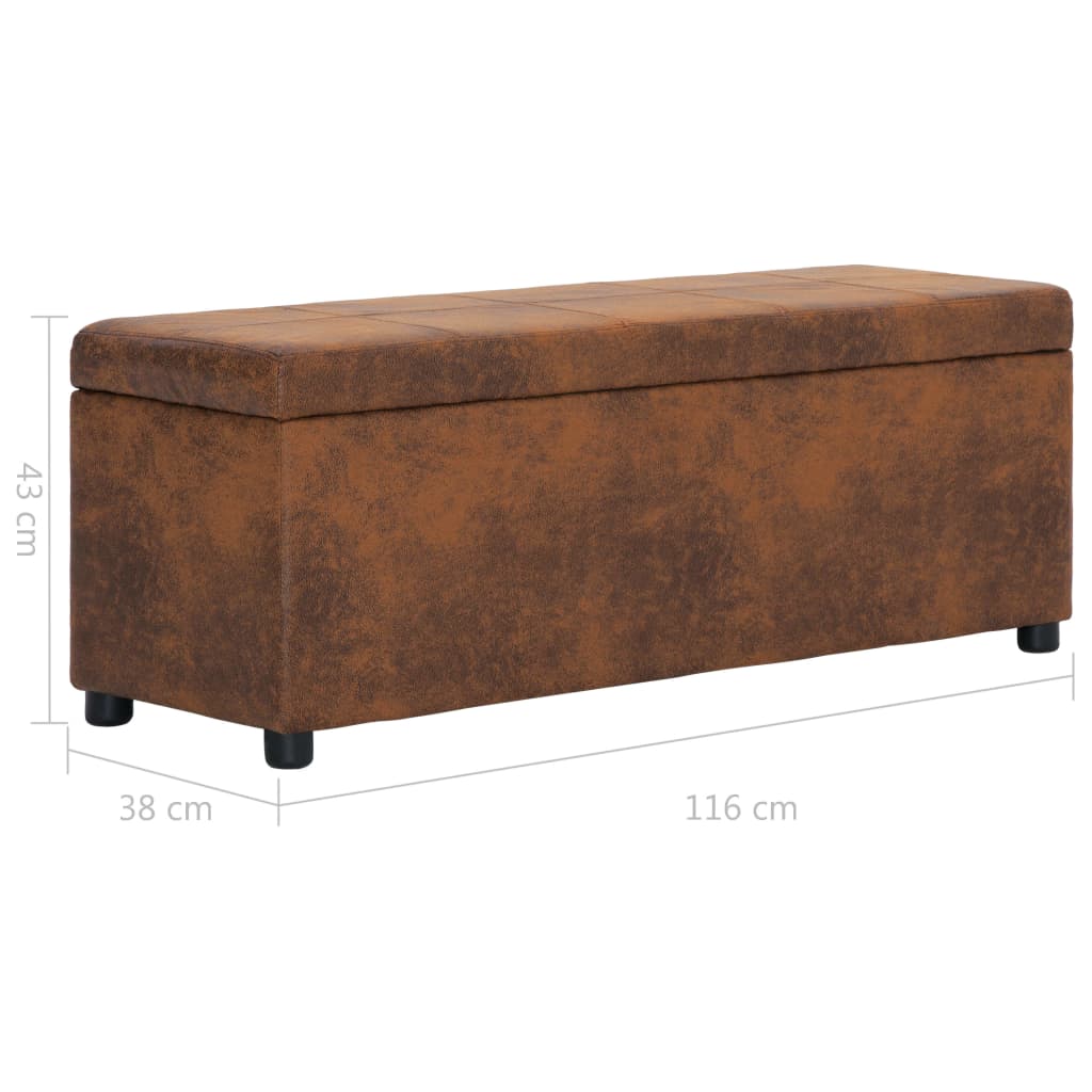 Banco con espacio de almacenaje 116 cm ante sintético marrón