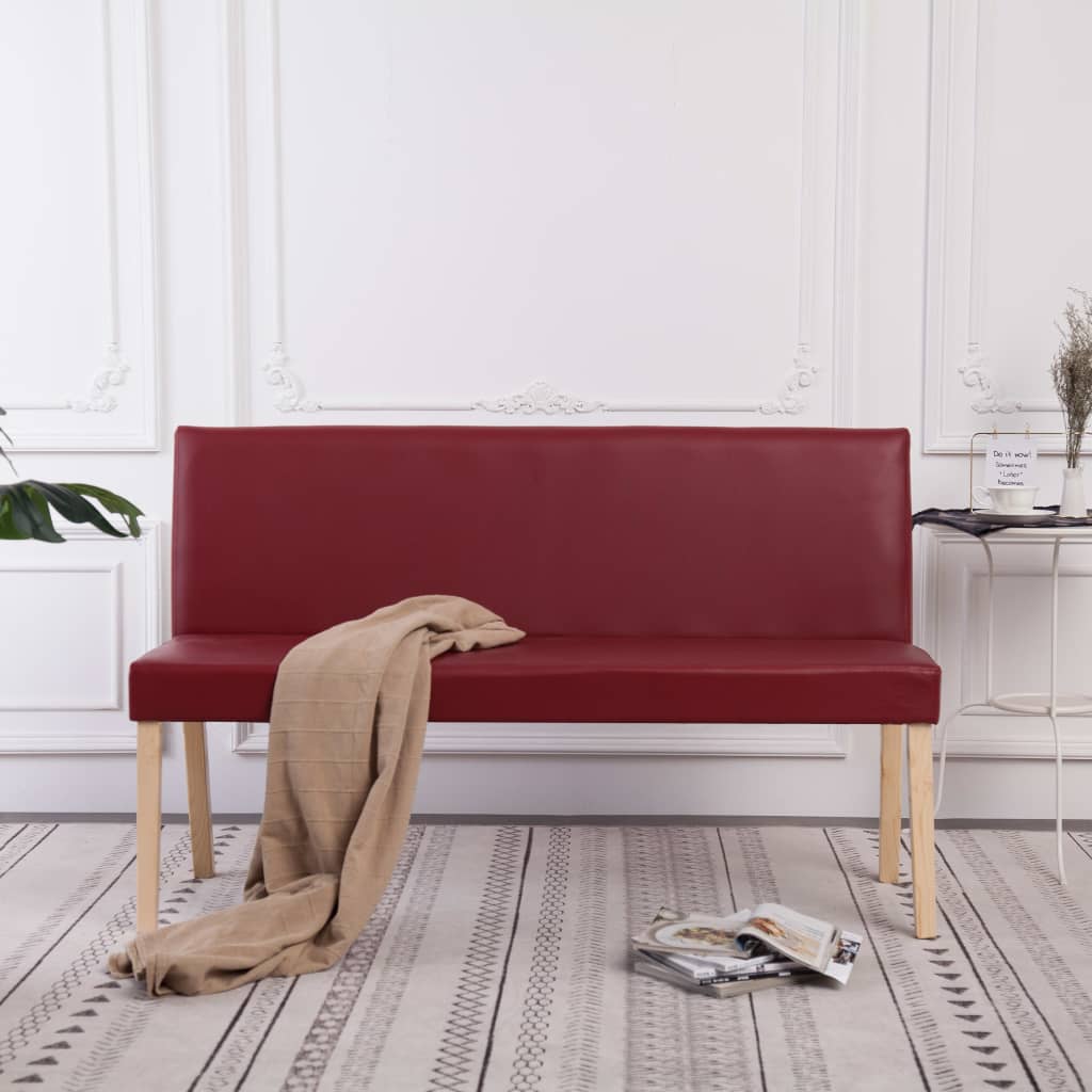 Banco de cuero sintético 139,5 cm color crema
