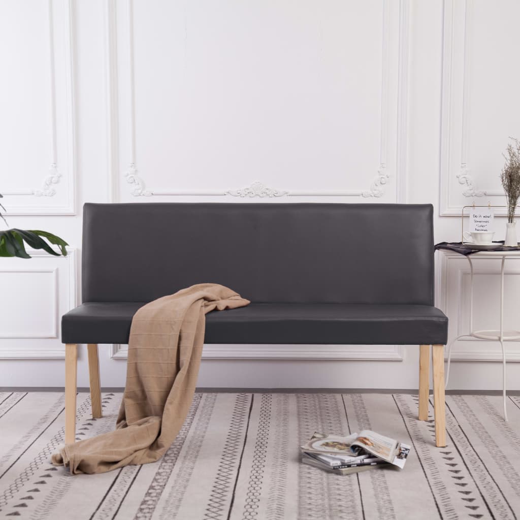 Banco de cuero sintético 139,5 cm color crema
