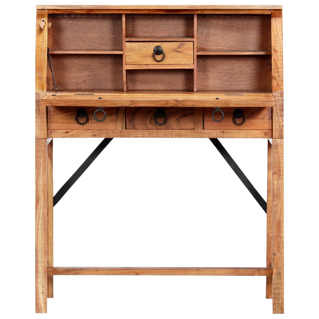 Escritorio de madera maciza de acacia 90x40x107 cm