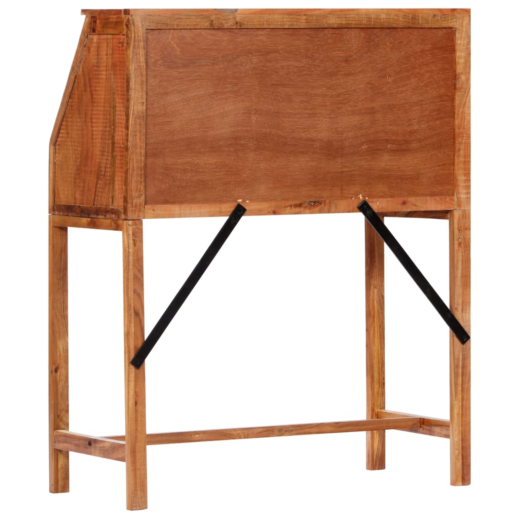 Escritorio de madera maciza de acacia 90x40x107 cm