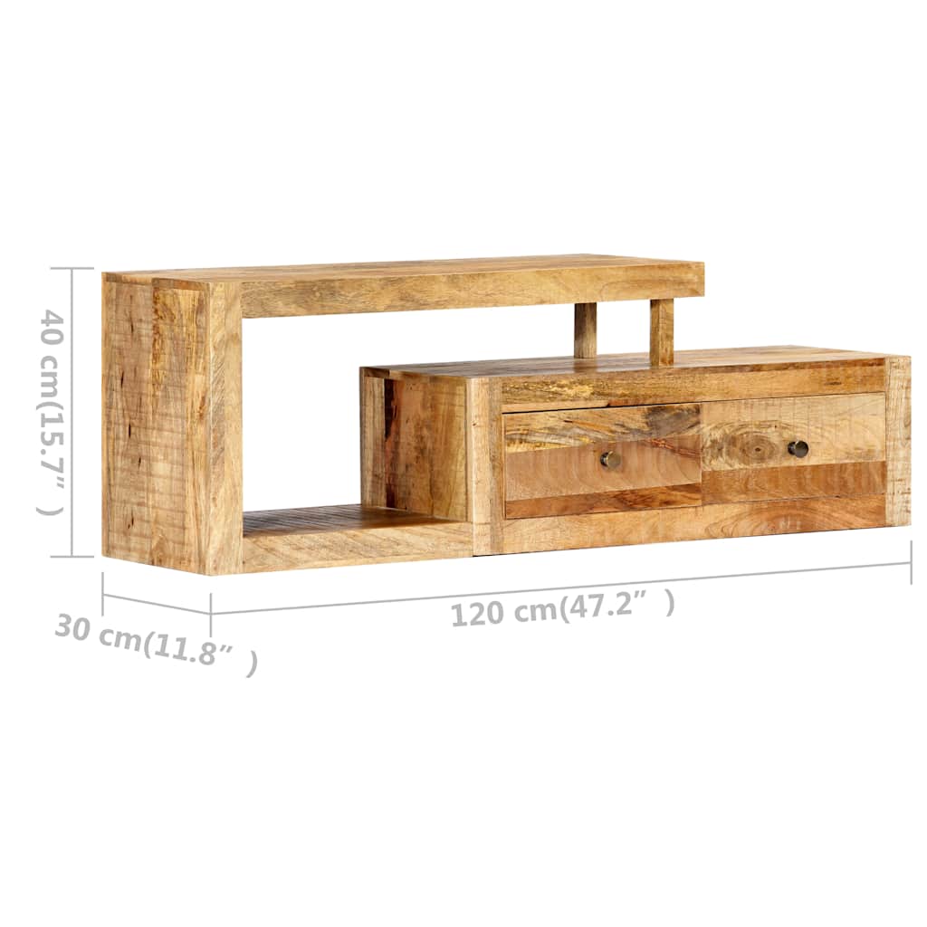 Mueble de TV de madera maciza de mango 120x30x40 cm