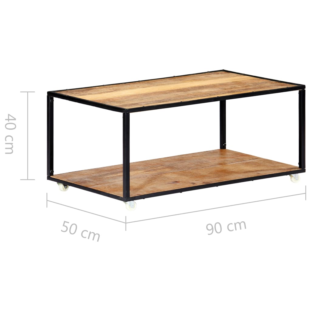 Mesa de centro de madera maciza reciclada 90x50x40 cm