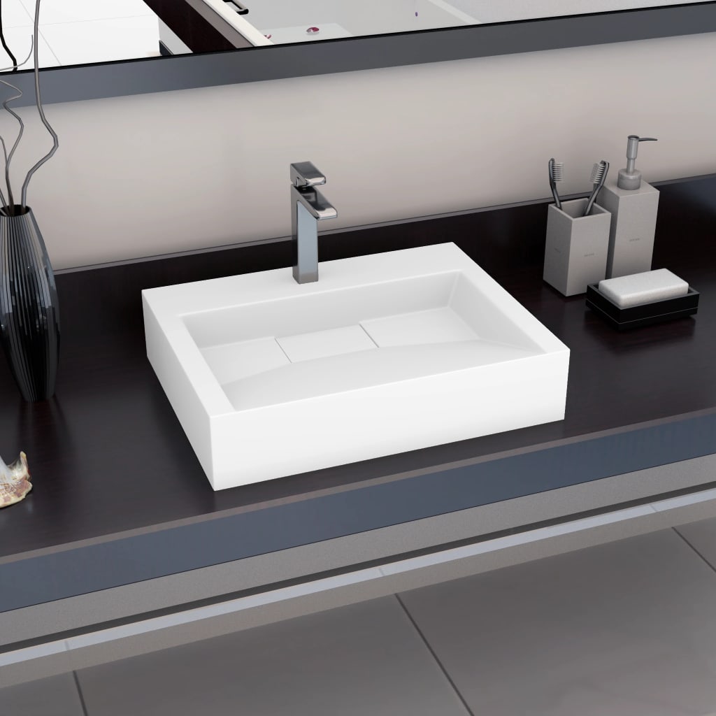 Lavabo 100x46x11 cm resina mineral/mármol blanco