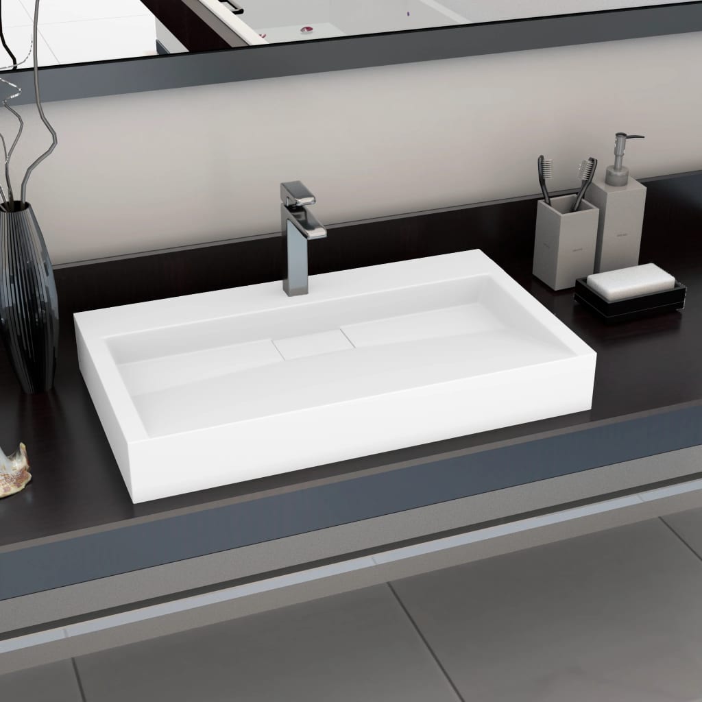 Lavabo 100x46x11 cm resina mineral/mármol blanco