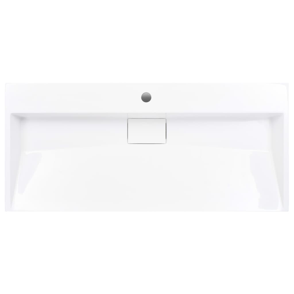 Lavabo 100x46x11 cm resina mineral/mármol blanco