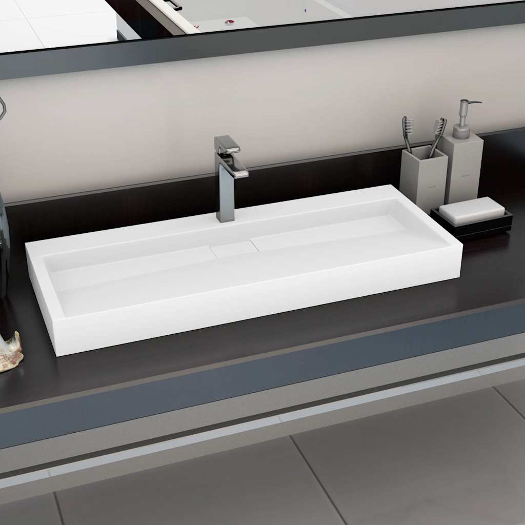 Lavabo 100x46x11 cm resina mineral/mármol blanco