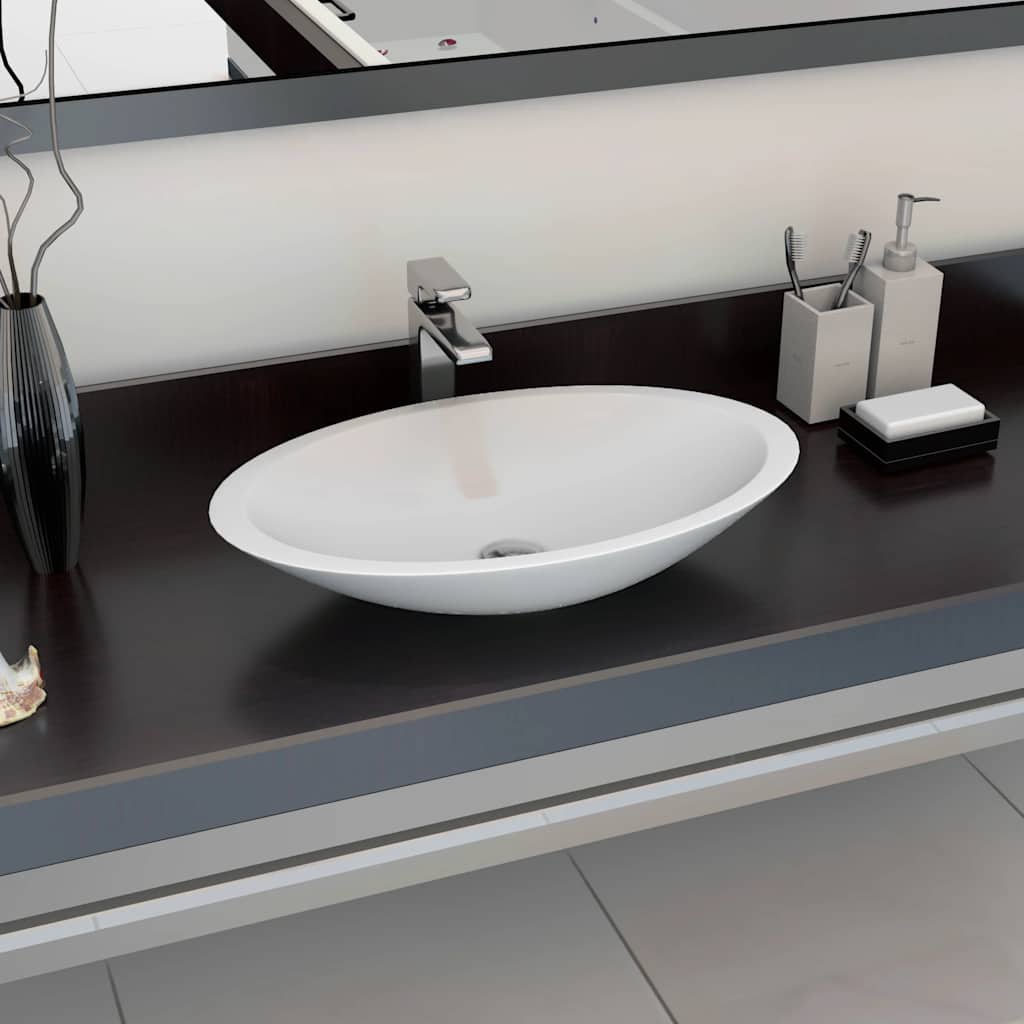 Lavabo 100x46x11 cm resina mineral/mármol blanco