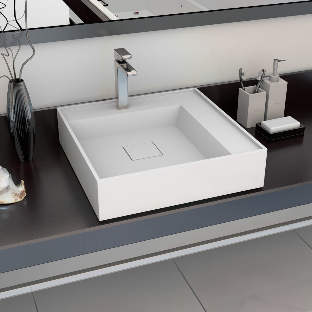 Lavabo 100x46x11 cm resina mineral/mármol blanco