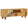Mueble de TV tallado a mano madera maciza reciclada 120x30x40cm