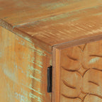 Mueble de TV tallado a mano madera maciza reciclada 120x30x40cm