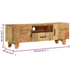 Mueble de TV tallado a mano madera maciza reciclada 120x30x40cm