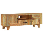 Mueble de TV tallado a mano madera maciza reciclada 120x30x40cm