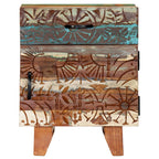 Mesita de noche tallada a mano madera reciclada 40x30x50 cm