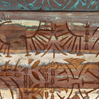 Mesita de noche tallada a mano madera reciclada 40x30x50 cm