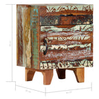 Mesita de noche tallada a mano madera reciclada 40x30x50 cm