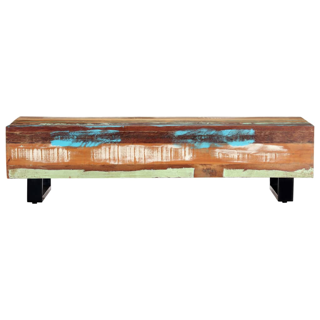 Mesa de centro madera maciza reciclada y acero 120x50x30 cm