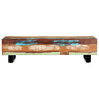 Mesa de centro madera maciza reciclada y acero 120x50x30 cm