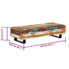 Mesa de centro madera maciza reciclada y acero 120x50x30 cm