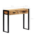 Mesa consola de madera maciza de mango 90x30x75 cm