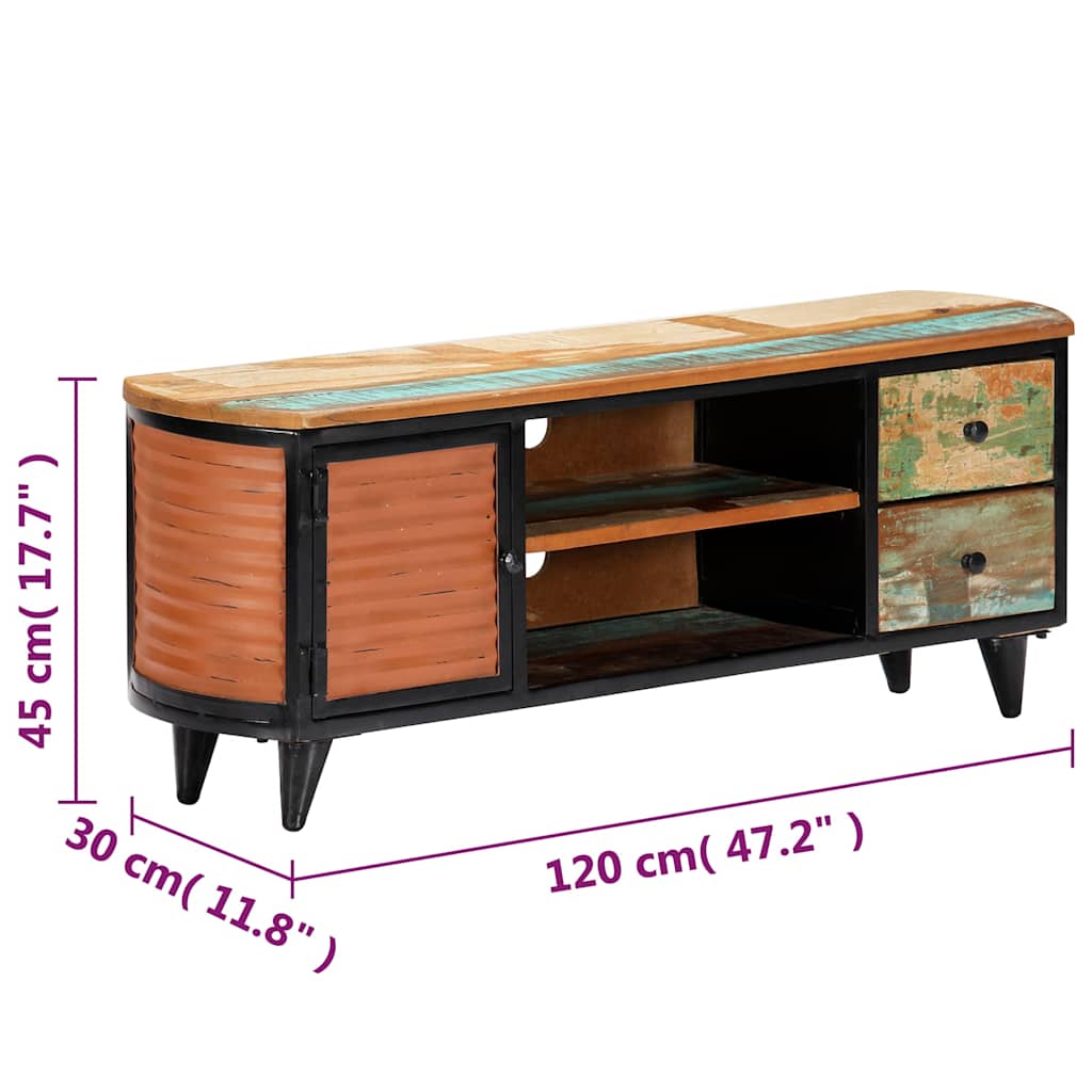 Mueble para TV de madera maciza reciclada 120x30x45 cm