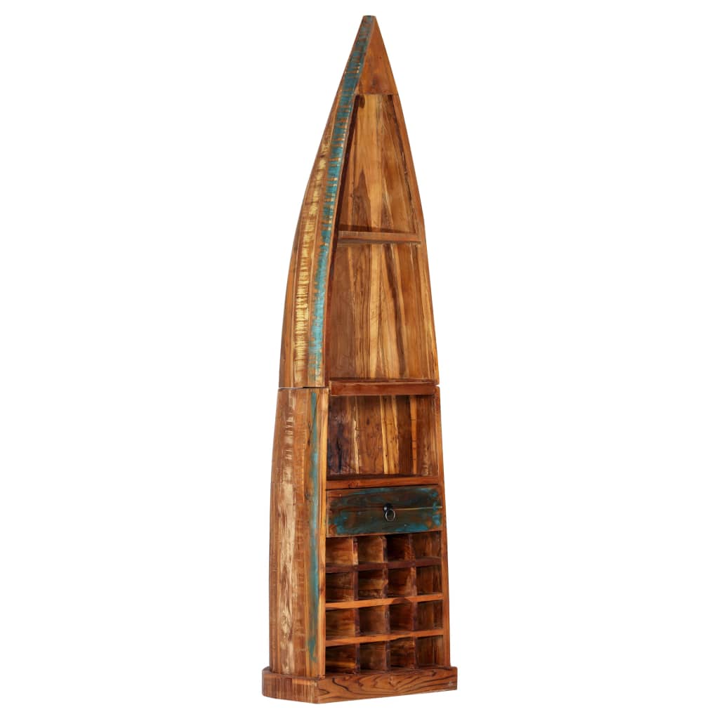 Botellero de madera maciza reciclada 50x40x180 cm