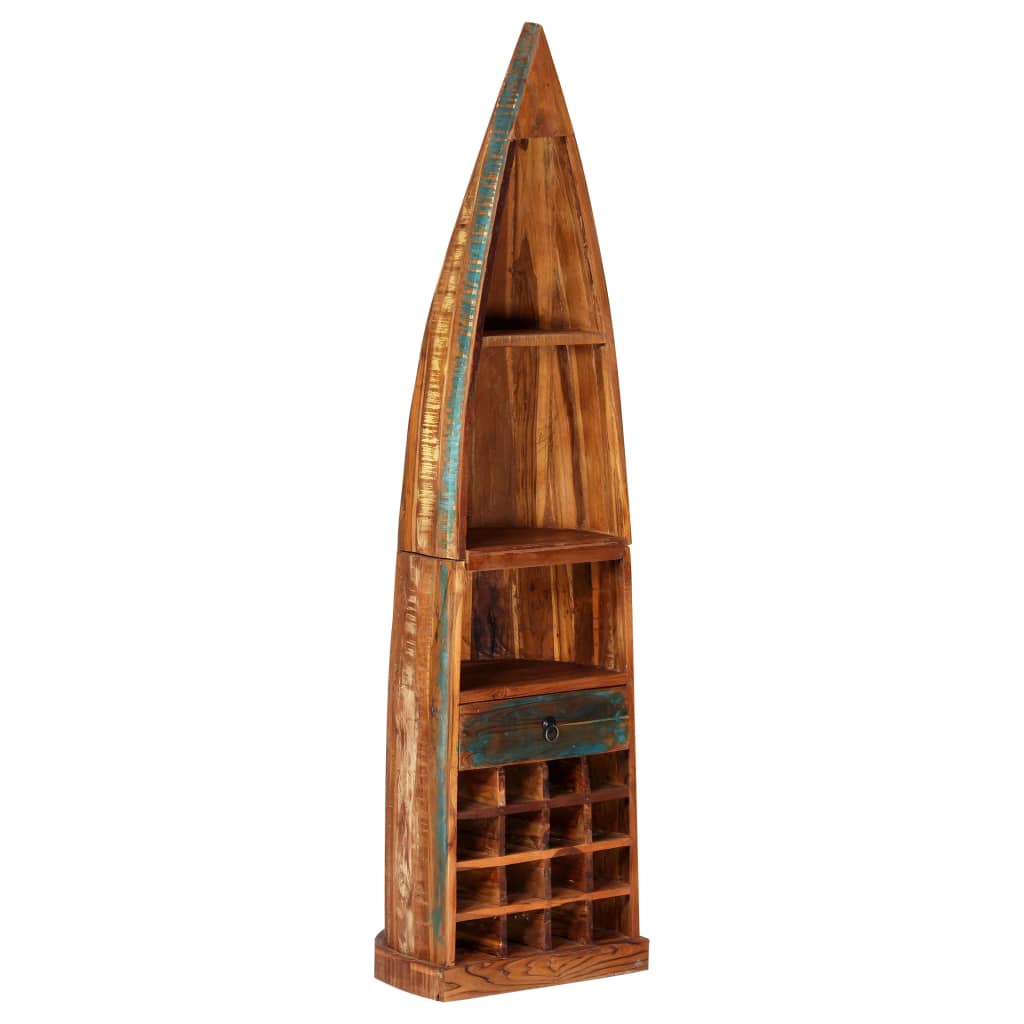 Botellero de madera maciza reciclada 50x40x180 cm