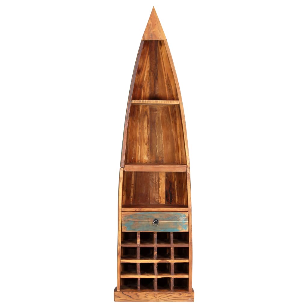 Botellero de madera maciza reciclada 50x40x180 cm