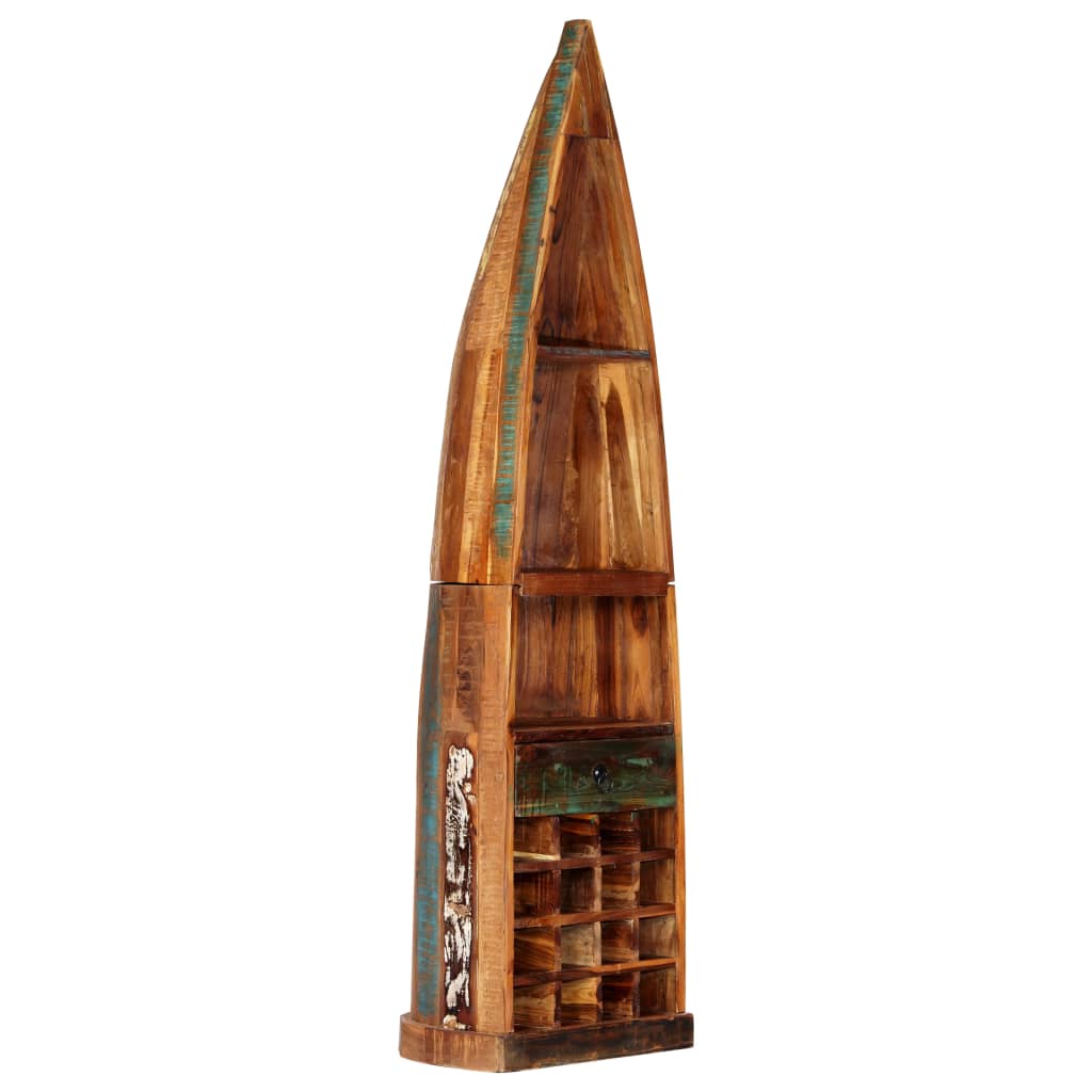 Botellero de madera maciza reciclada 50x40x180 cm