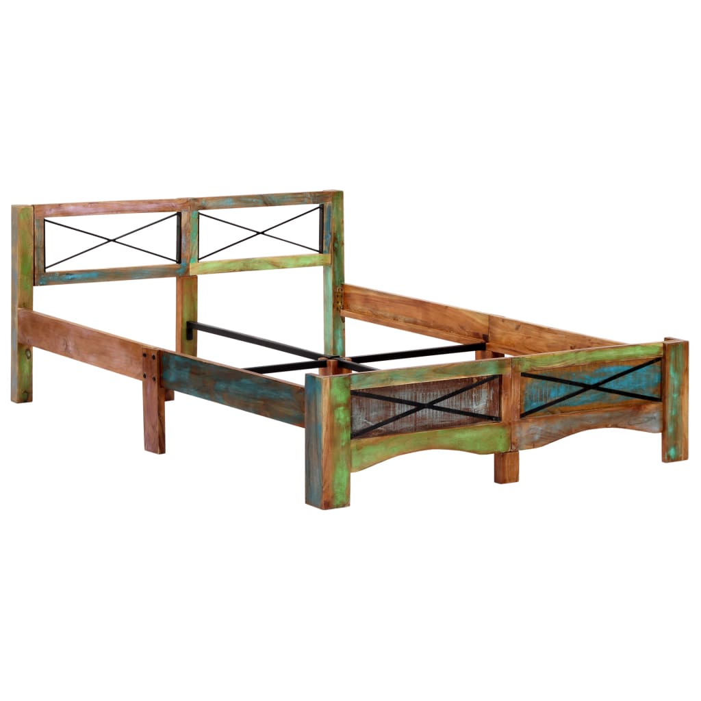 Estructura de cama de madera maciza reciclada 140x200 cm