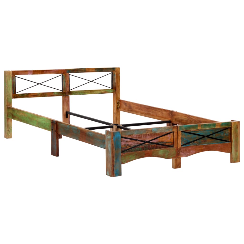 Estructura de cama de madera maciza reciclada 140x200 cm