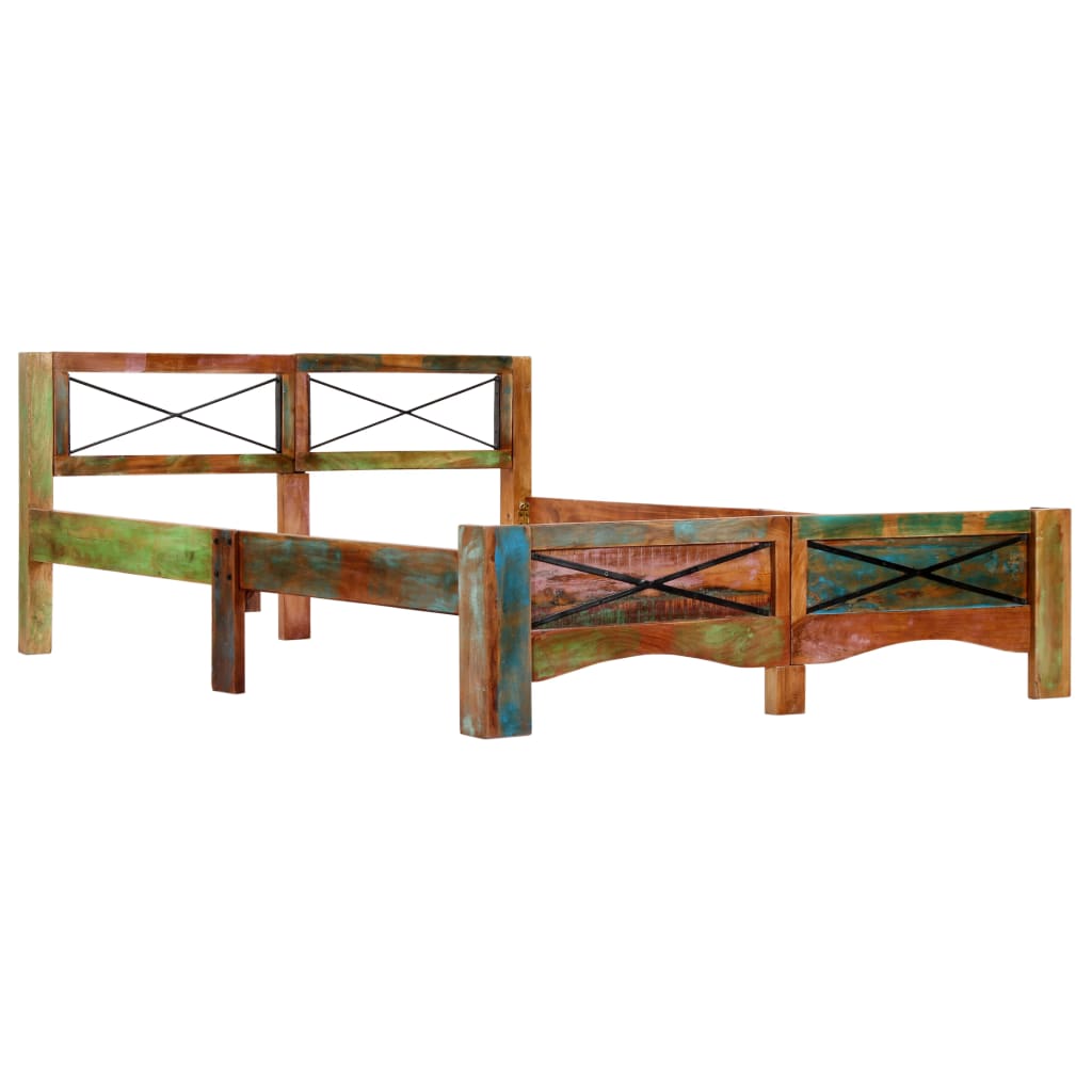 Estructura de cama de madera maciza reciclada 140x200 cm