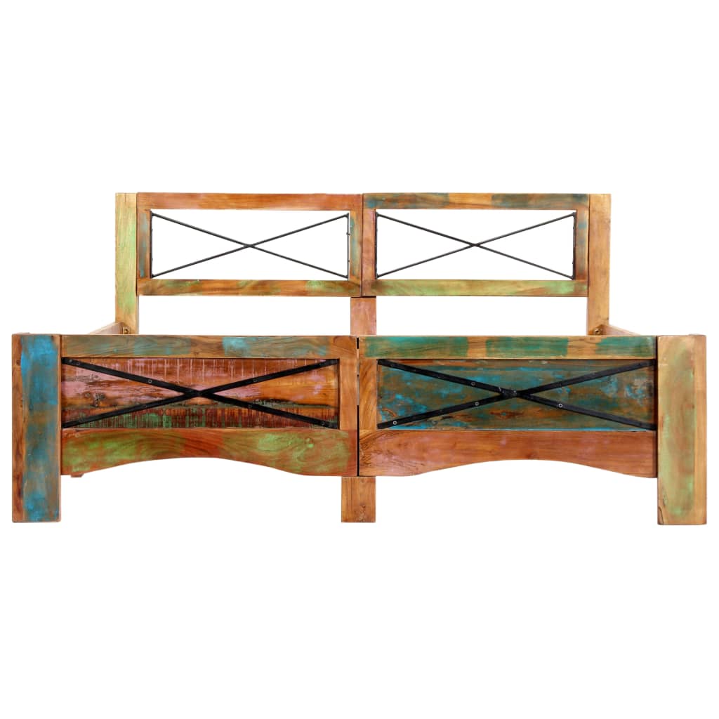 Estructura de cama de madera maciza reciclada 140x200 cm