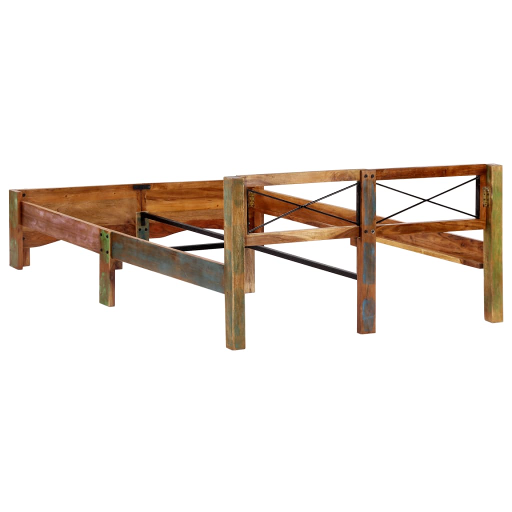 Estructura de cama de madera maciza reciclada 140x200 cm