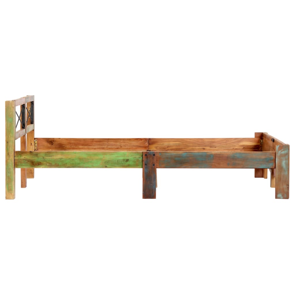 Estructura de cama de madera maciza reciclada 140x200 cm