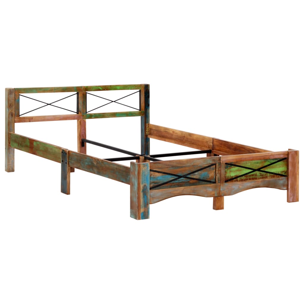 Estructura de cama de madera maciza reciclada 140x200 cm