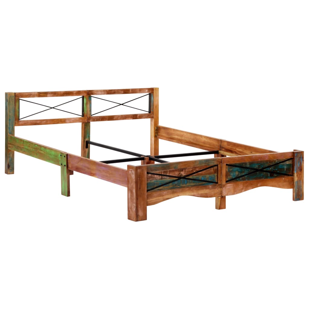 Estructura de cama de madera maciza reciclada 160x200 cm