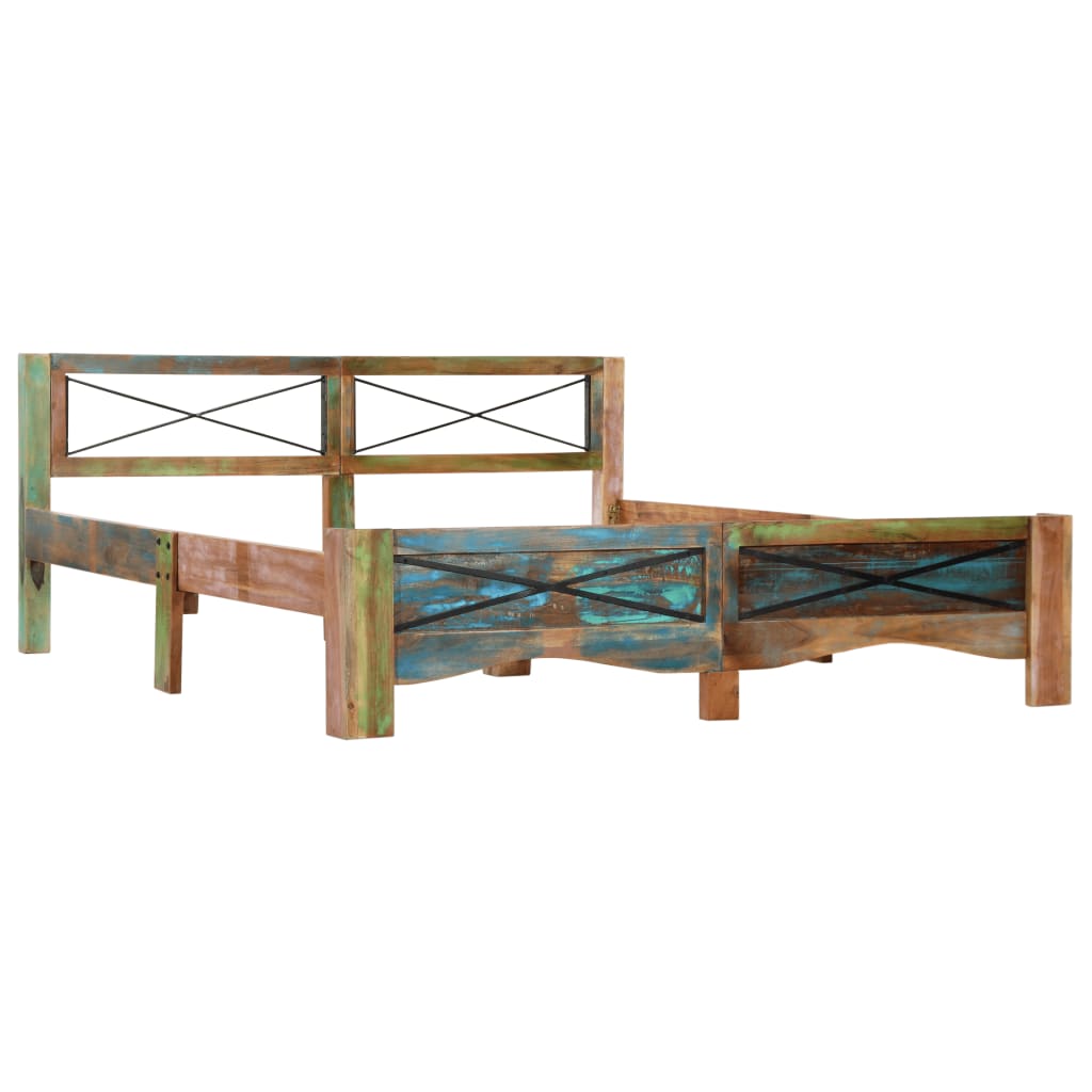 Estructura de cama de madera maciza reciclada 160x200 cm