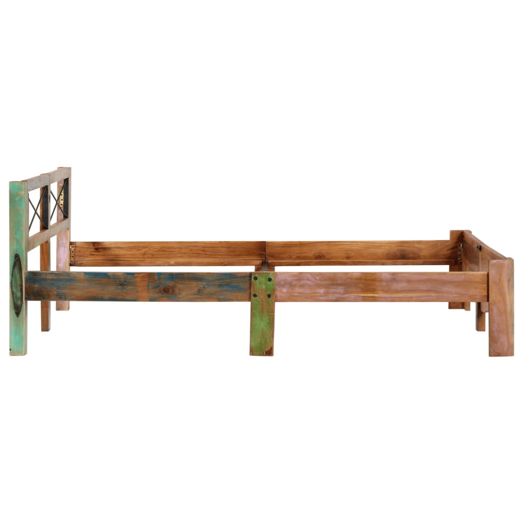 Estructura de cama de madera maciza reciclada 160x200 cm