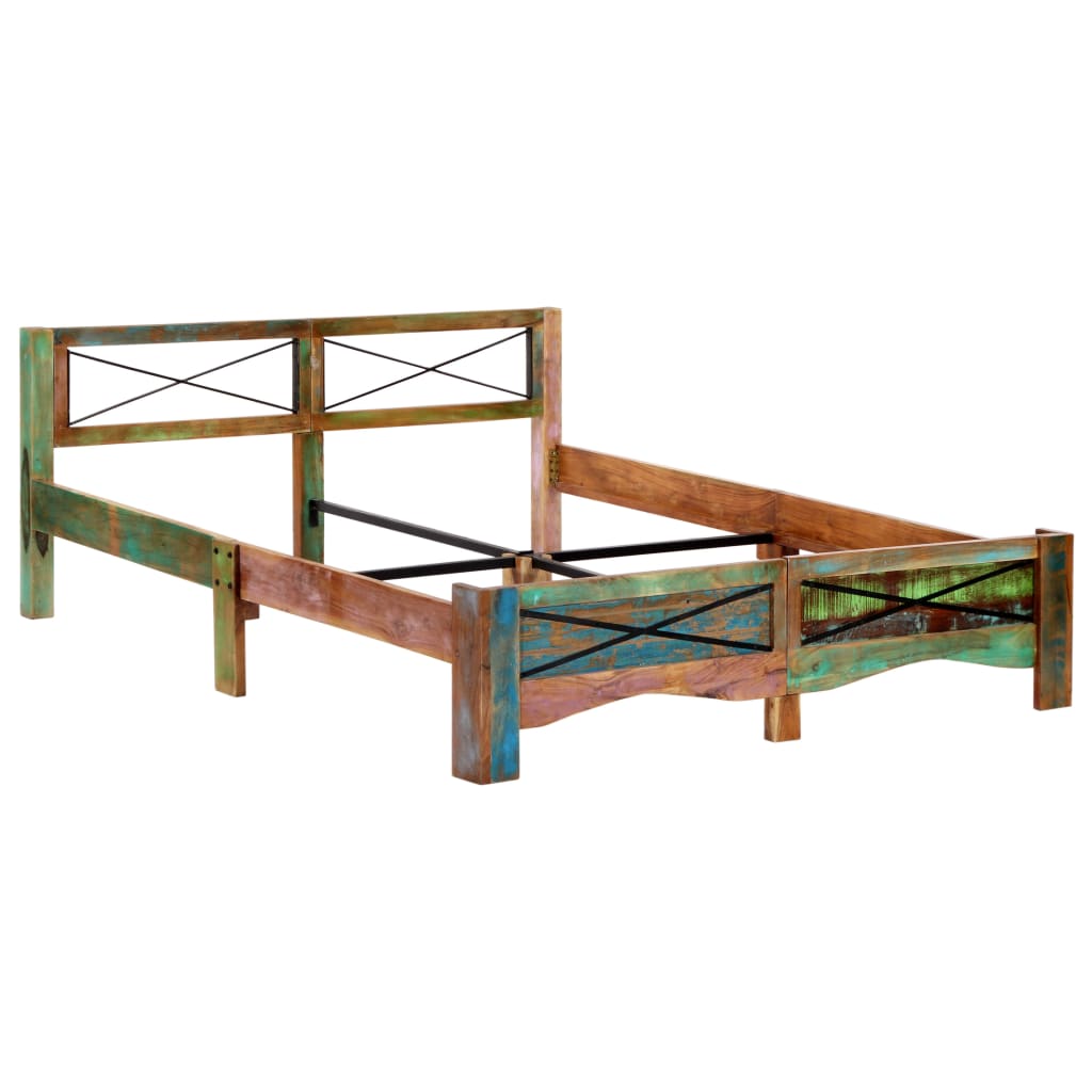 Estructura de cama de madera maciza reciclada 160x200 cm