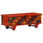 Caja de almacenaje de madera maciza de acacia 110x40x40 cm rojo