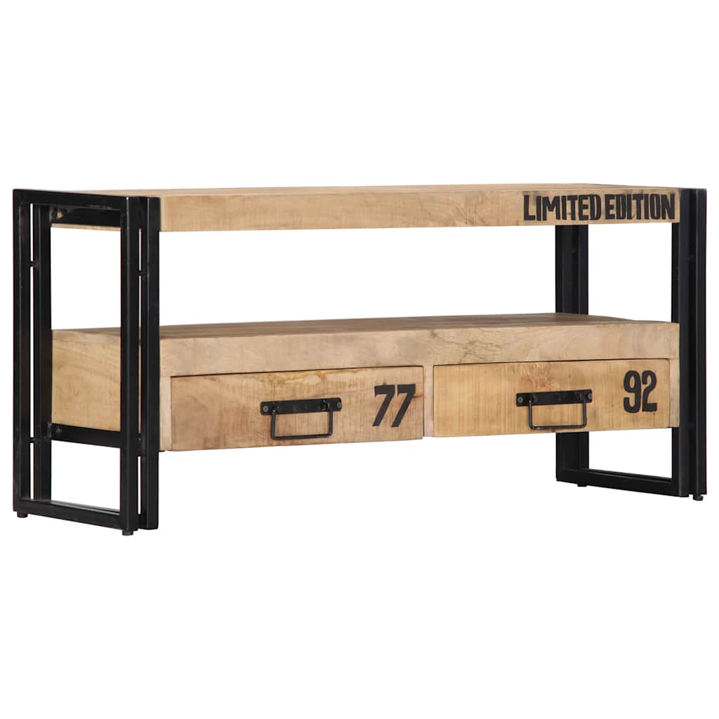 Mueble de TV de madera maciza de mango 100x30x45 cm