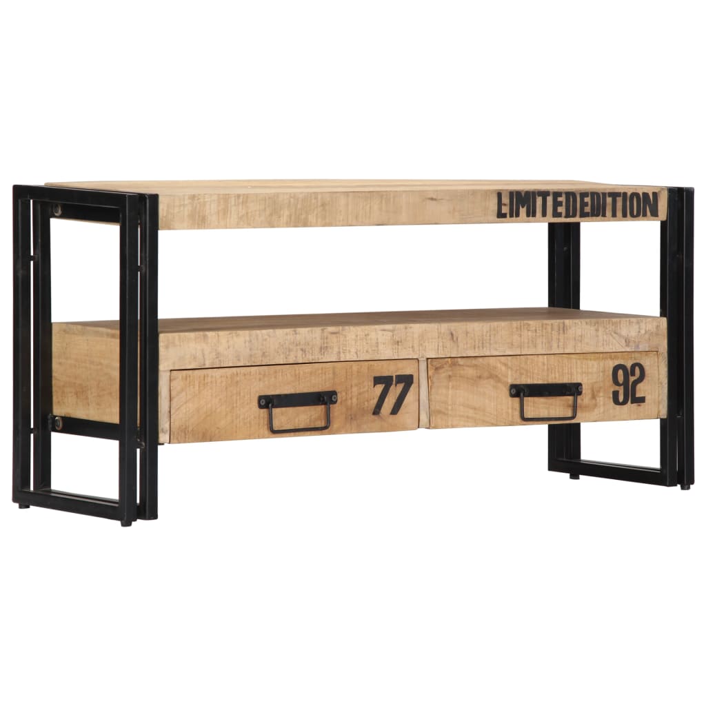 Mueble de TV de madera maciza de mango 100x30x45 cm
