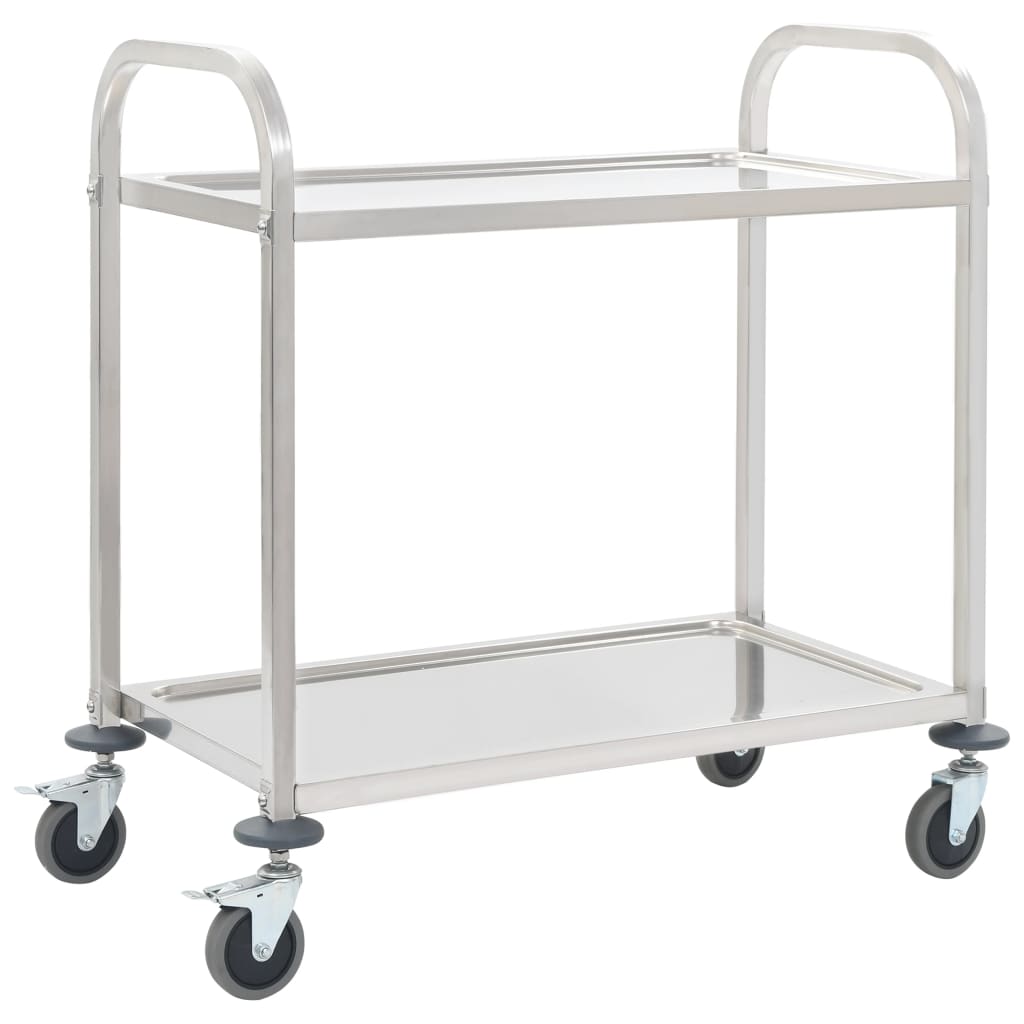 2-Tier Stainless Steel Kitchen Trolley 95x45x83.5 cm