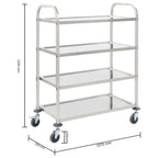 Carrito de cocina de 4 alturas acero inoxidable 107x55x125 cm