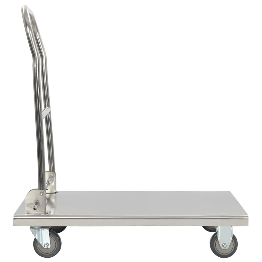 Carro portaequipajes acero inoxidable plateado 82x53x86 cm
