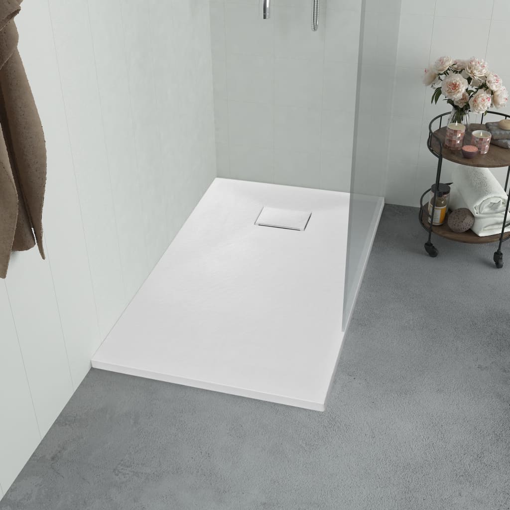 Plato de ducha de jardín WPC acero inoxidable gris 110x62 cm